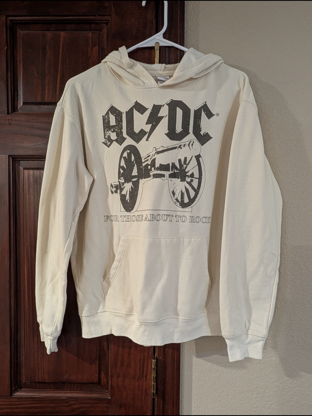 AC/DC Cream Graphic Hoodie - 'For Those About to Rock'
